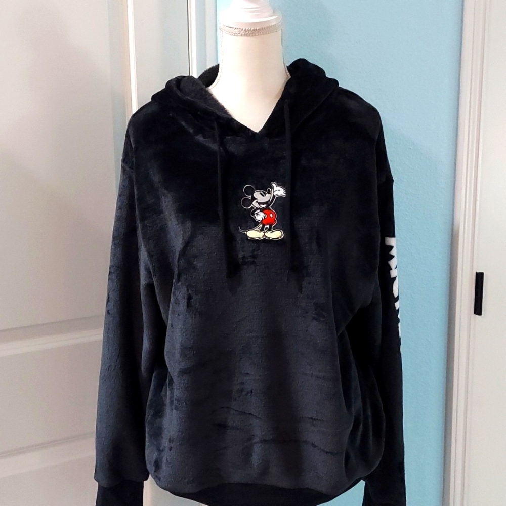 NWOT Disney Mickey Mouse Fleece Hoodie with Side Mockery Mouse Insignia 1X #403